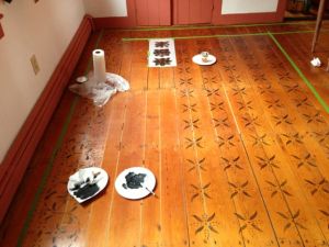 The floor stenciling actually went fairly quickly and was only a two day job.